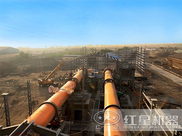紅星機器廠家生產的回轉窯現場實拍圖