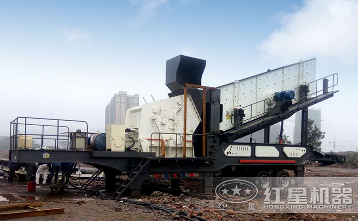 時產250噸的石塊流動碎沙機設備生產現場實拍