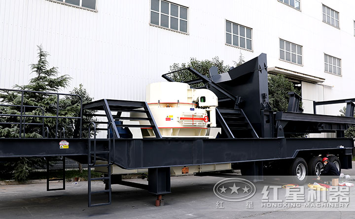 時產250噸的石塊流動碎沙機半成品安裝現場