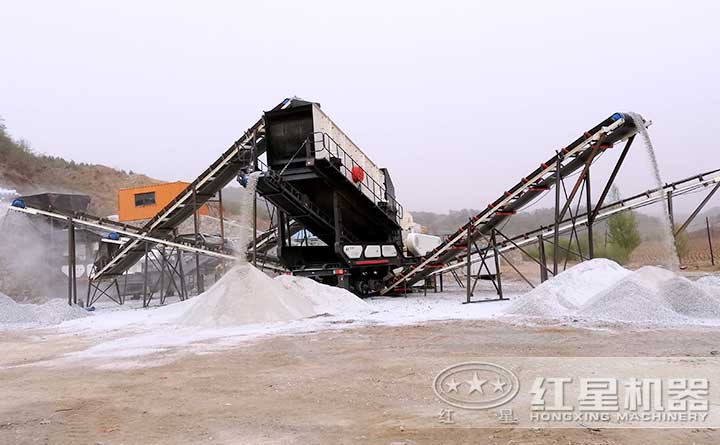 大型移動粉石子機工作現場