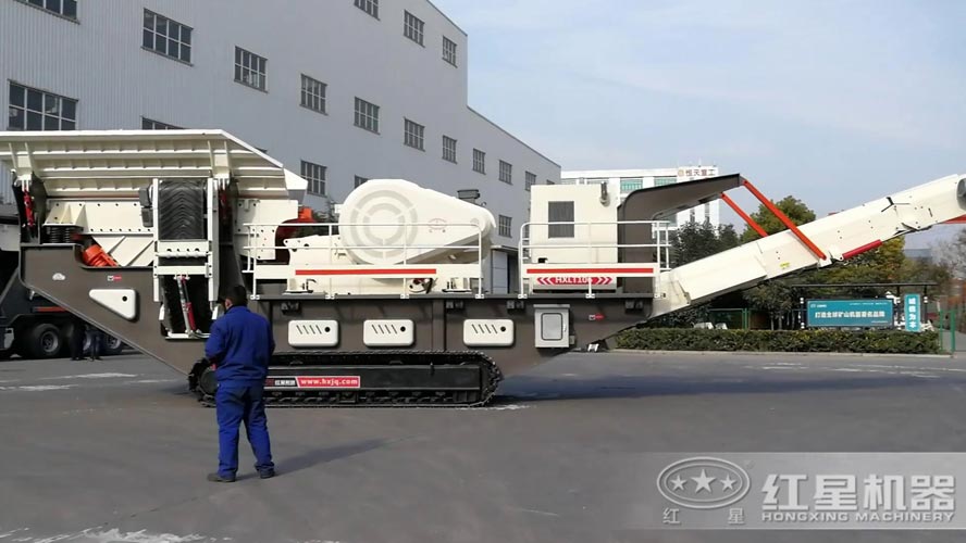 履帶式移動破碎機演示視頻，湖南用戶來廠考察